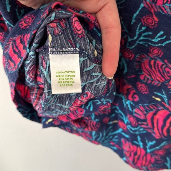 Lilly Pulitzer V Neck Cotton Mini Dress - Jammin Fish - Picture 4 of 4